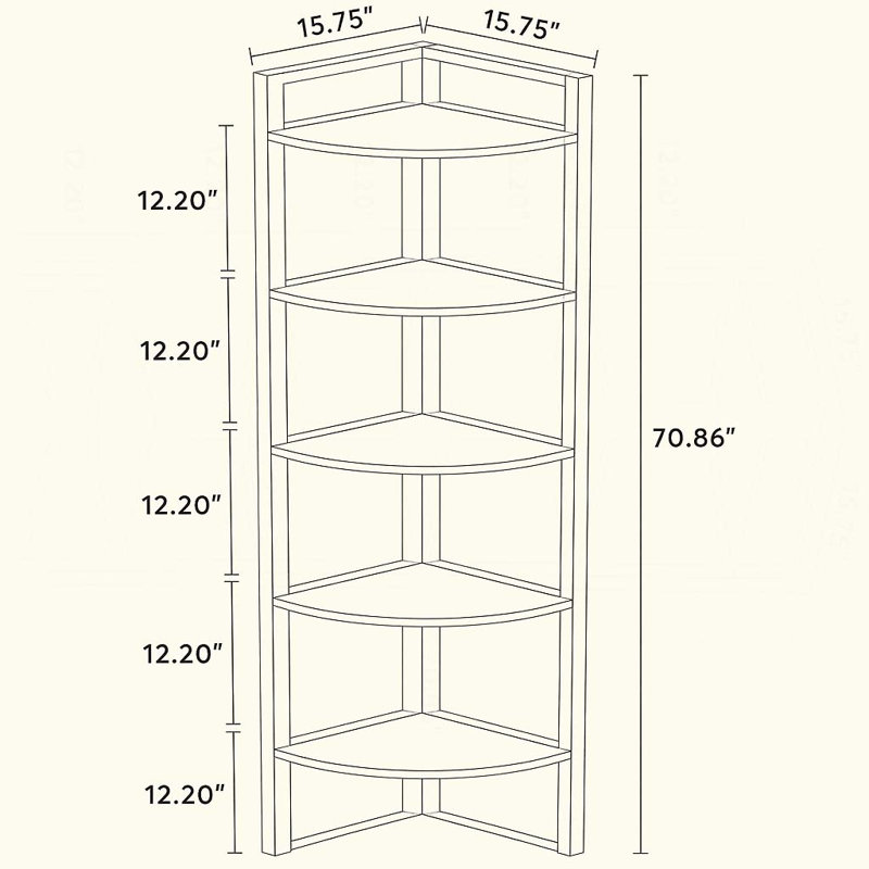Bibliothèque de coin 70,87 "de haut à 6 niveaux en L