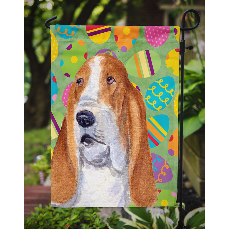 Drapeau de jardin Atara, Basset hound (beige et blanc)