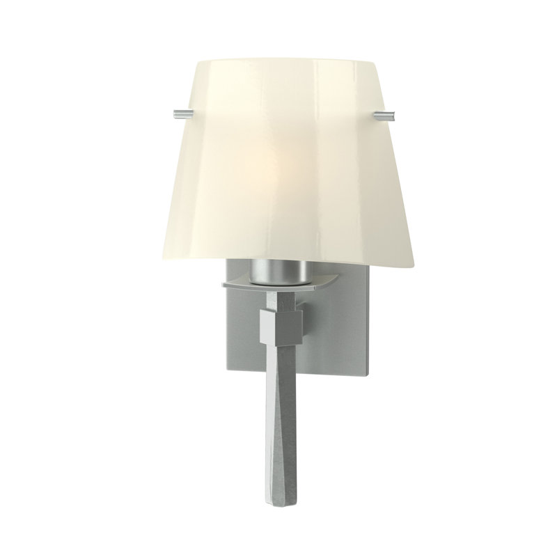 Beacon Hall Half Cone Glass Sconce, Vintage Platinum, Ivory Art Glass