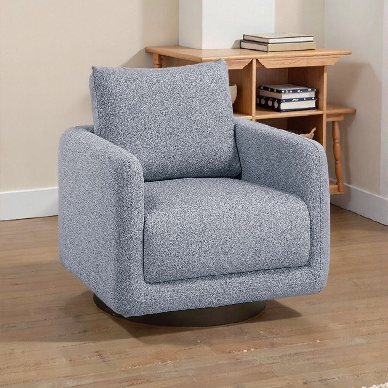 360° Swivel Bouclé Accent Chair - Modern Comfort & Solid Wood Base, Grey