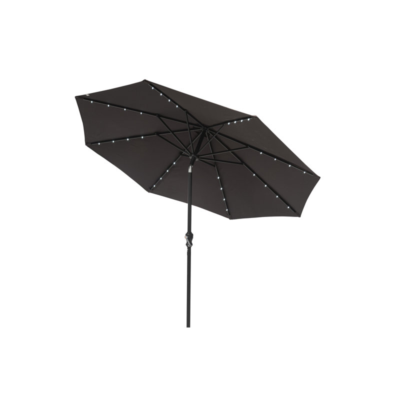 Parasol de marché solaire 9 'à DEL, Marron foncé