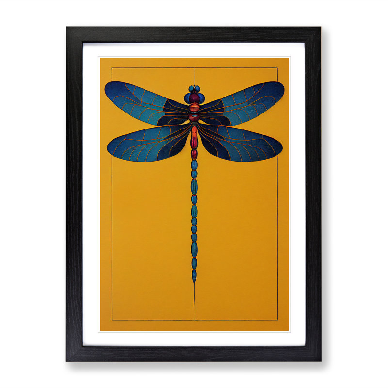 Striking Dragonfly - Single Picture Frame Print, Black Framed, 64cm H x 46cm W x 2cm D