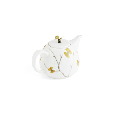 Butterfly Ginkgo Porcelain China Teapot