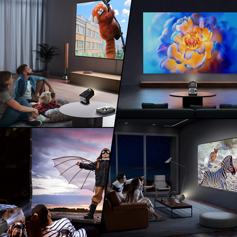 Projector 1080P Full HD, 4K Projector With 180° Rotation, Built-In App Portable Projector Wifi 6 & Bluetooth 5.2 Support,Featuring Auto Keystone Correction,HDMI/USB Connectivity Projector