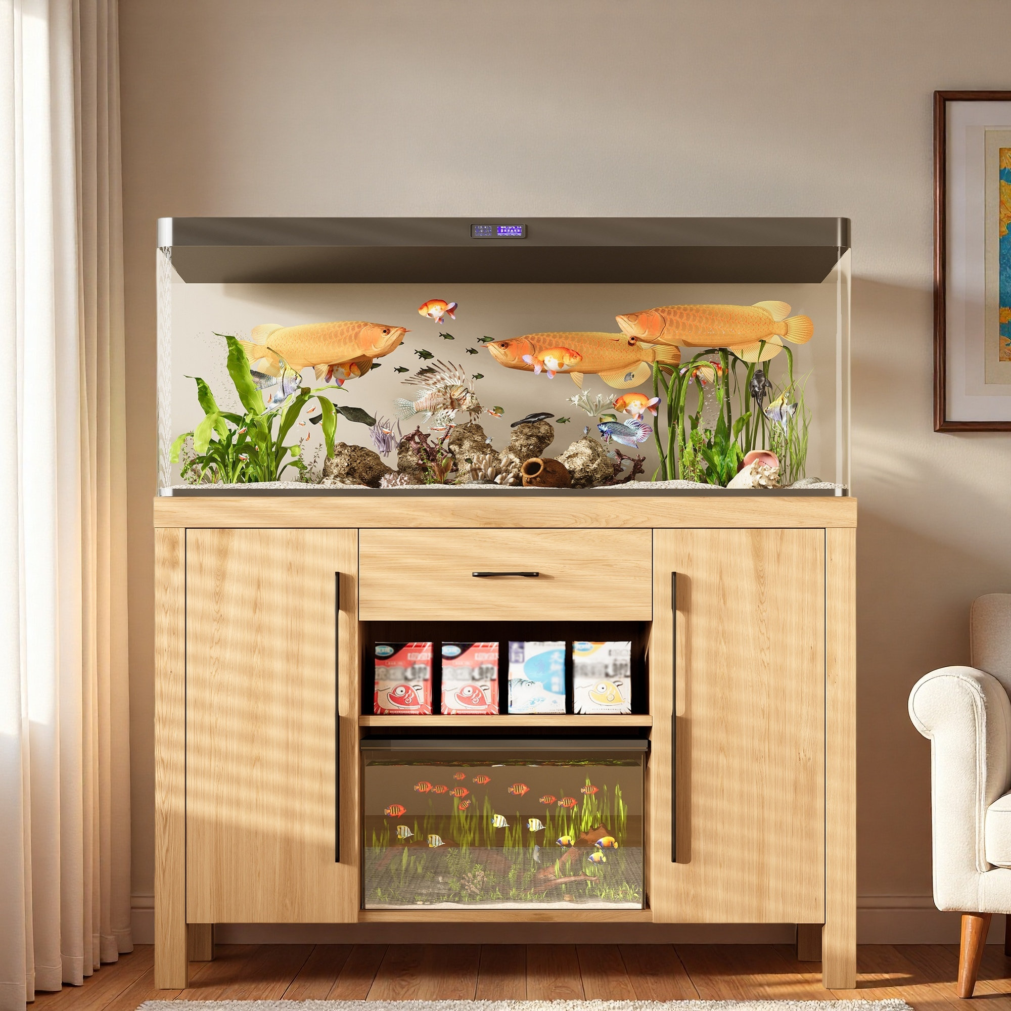 Tucker Murphy Pet™ Fish Tank Stand With Power Outlets, 2 Cabinets ...