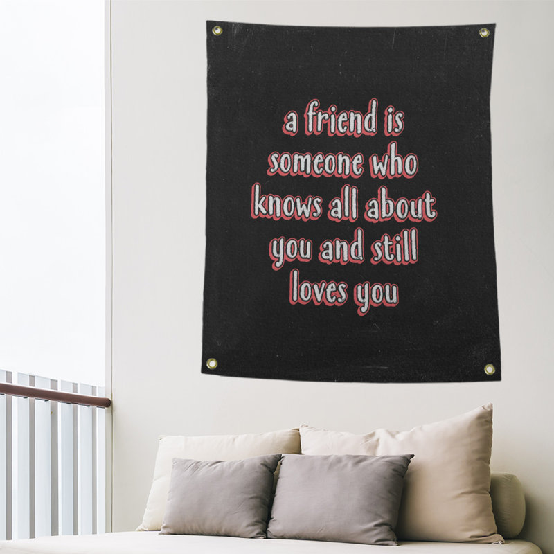 Tapisserie tableau en polyester «Love and Friendship», Rouge, H 59 pi x l 50 po