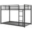 Lit superposé simple au-dessus d'un lit simple en métal, lit superposé bas avec échelle, noir (OLD SKU: WF282465AAB)