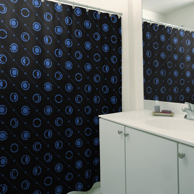 Rideau de douche à phases simples classic moon Noira Gothard, Bleu / Noir