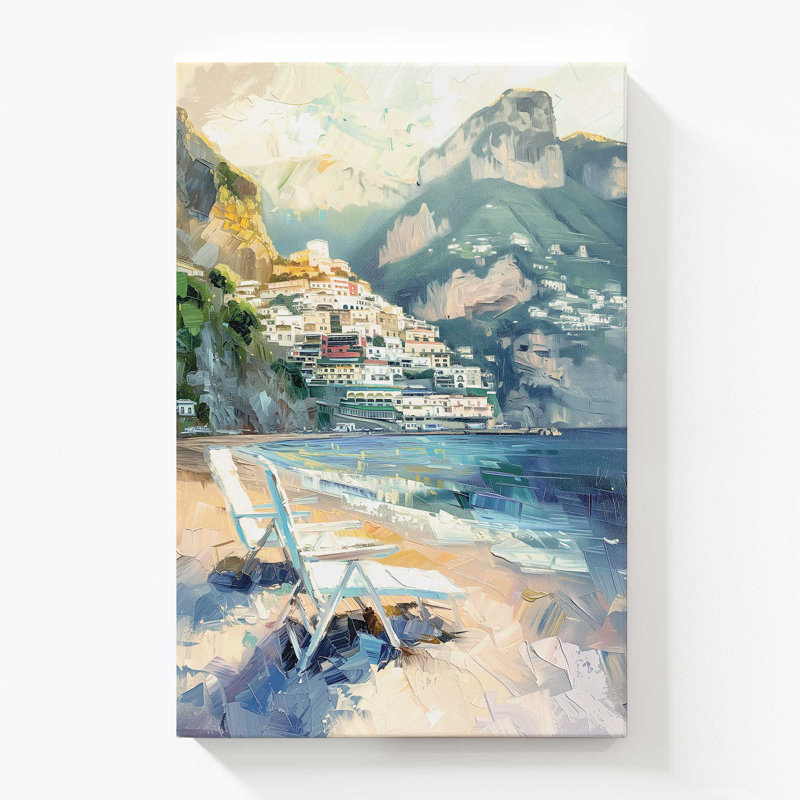 «Positano Beachfront Idylle», grande impression sur toile, H 60 po x l 40 po