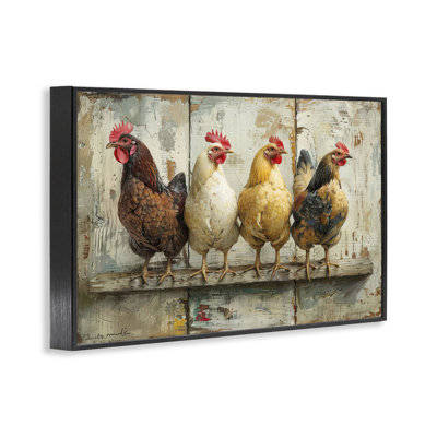 Chickens In A Row Giclee Art by LSR Design Studio