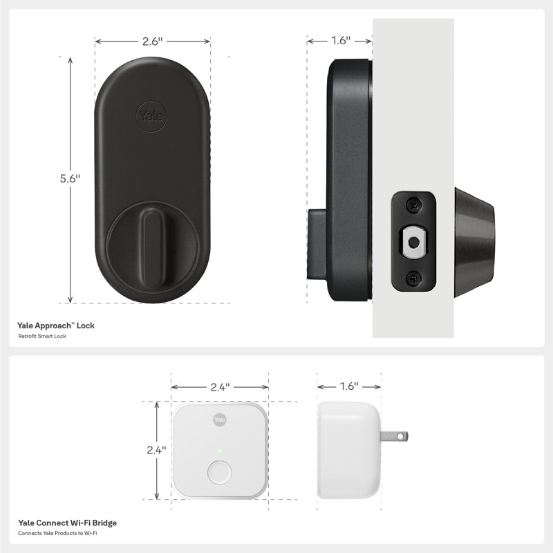 Verrouillage intelligent Yal Apprach Retrofit avec pont Wi-Fi, Noir mat