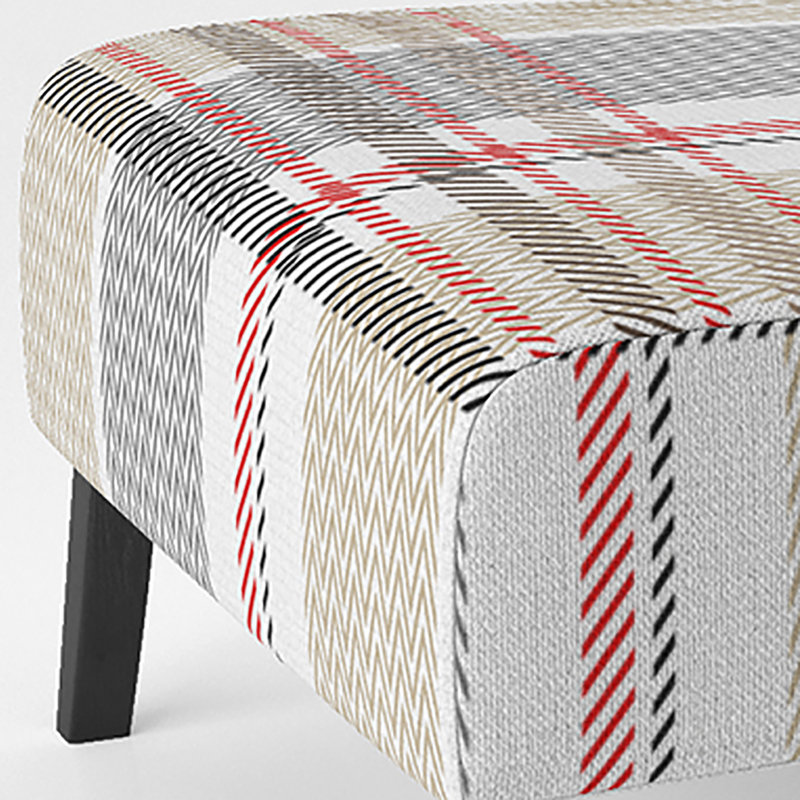 Cream Checked Tartan - Upholstered Patterned Accent Slipper Chair