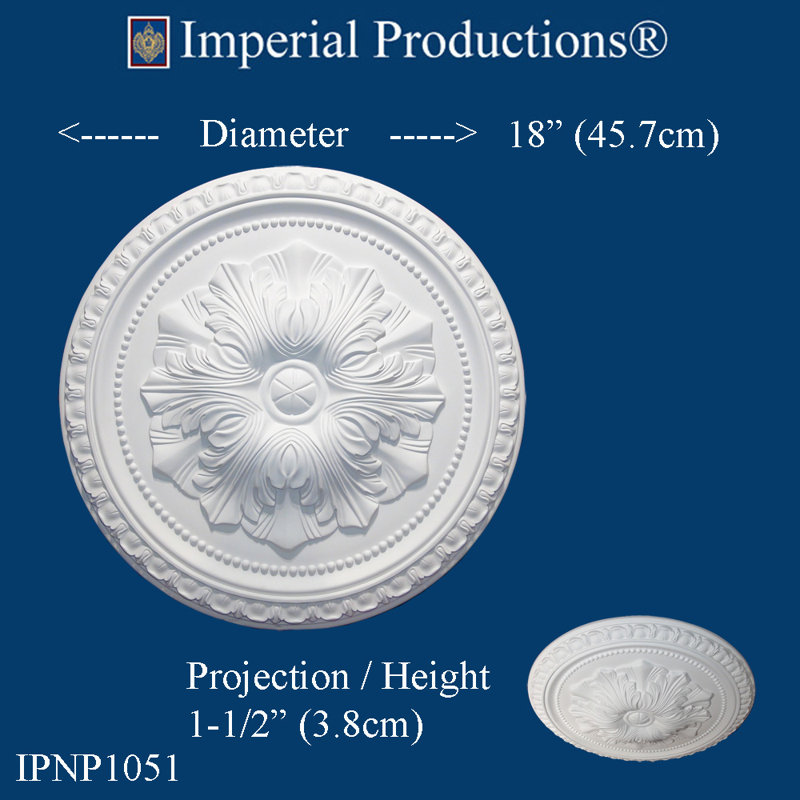Médaillon de plafond H 18 po x l 18 po x P 2 po