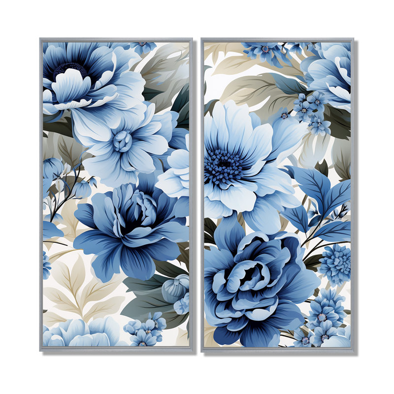 Morey - Blue Canvas Wall Art, 32" H x 32" W, Silver, Framed Print without Mat