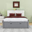 Grand lit plateforme en bois avec tête de lit et rangement pour chaussures-492297118