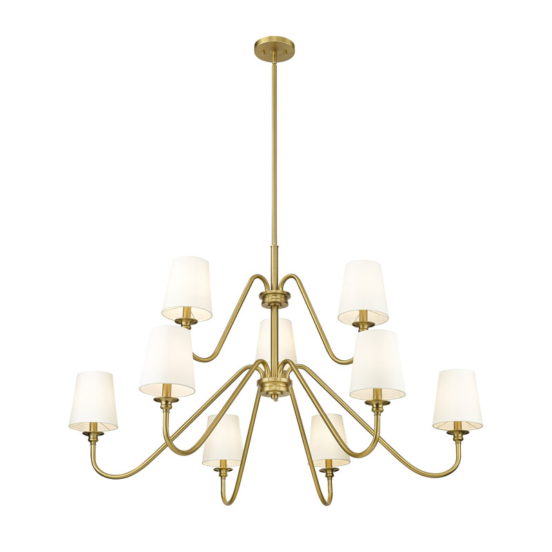 Sujal 9 - Light Steel Dimmable Classic / Traditional Chandelier, Gold, 28.25" H x 46" W x 46" D