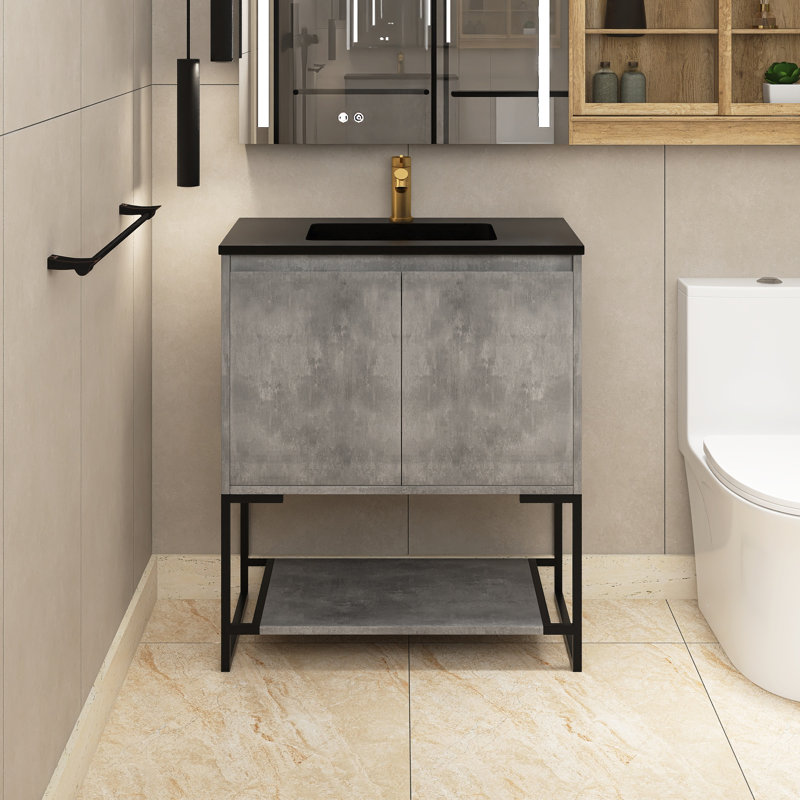 Meuble-lavabo simple 29,5 po avec plateau en quartz Sezai