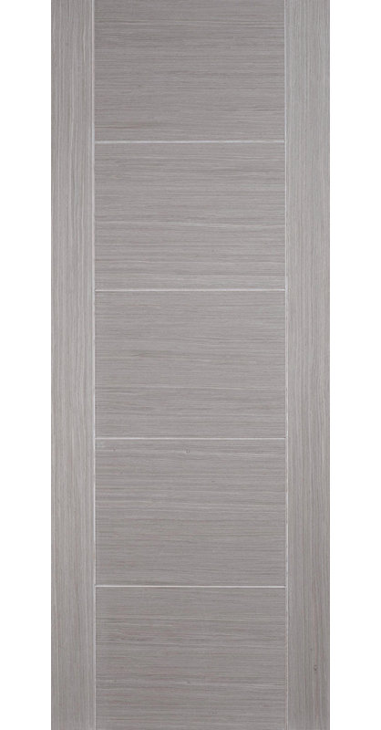 Vancouver White Primed Internal Door, Pre-Finished Light Grey, 204cm H x 82.6cm W x 4cm D
