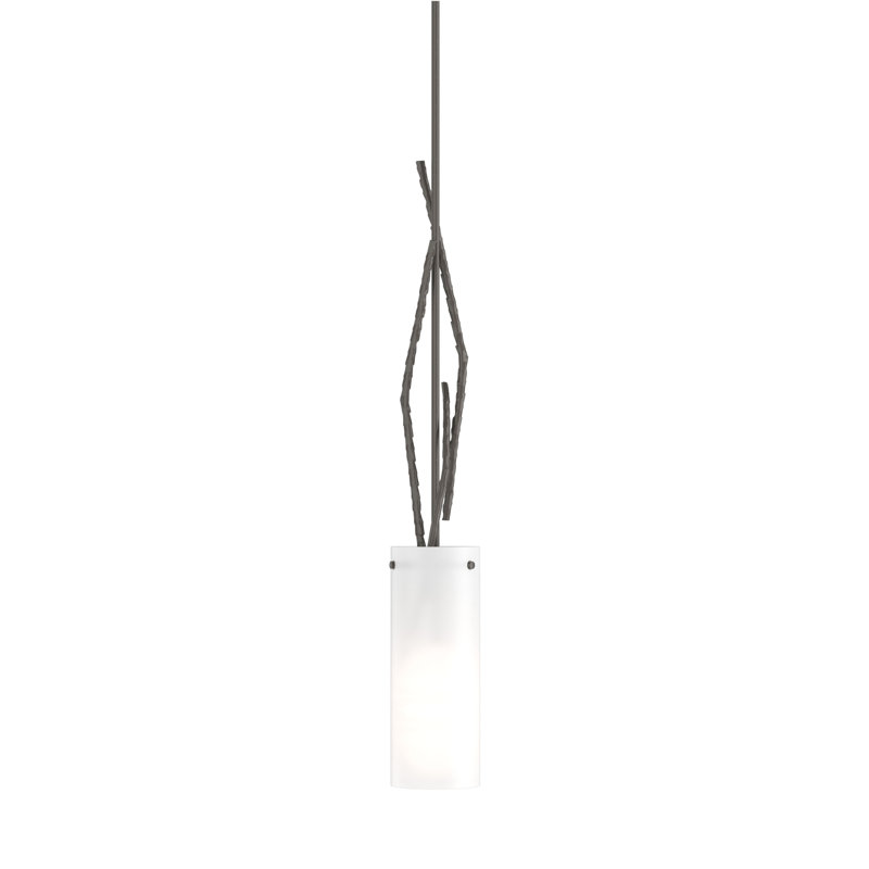 Luminaire suspendu cylindrique à 1 lumière Brindille, Fumée foncée