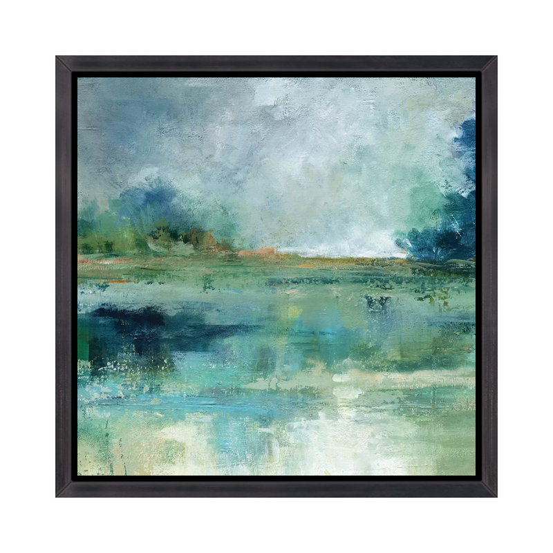 «Emerald Isle» par Carol Robinson, reproduction, H 26 po x l 26 po x P 1,5 po, Toile avec cadre noir patiné