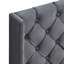 Grand lit tapissier en velours avec ailes, plateforme et tête de lit gris anthracite