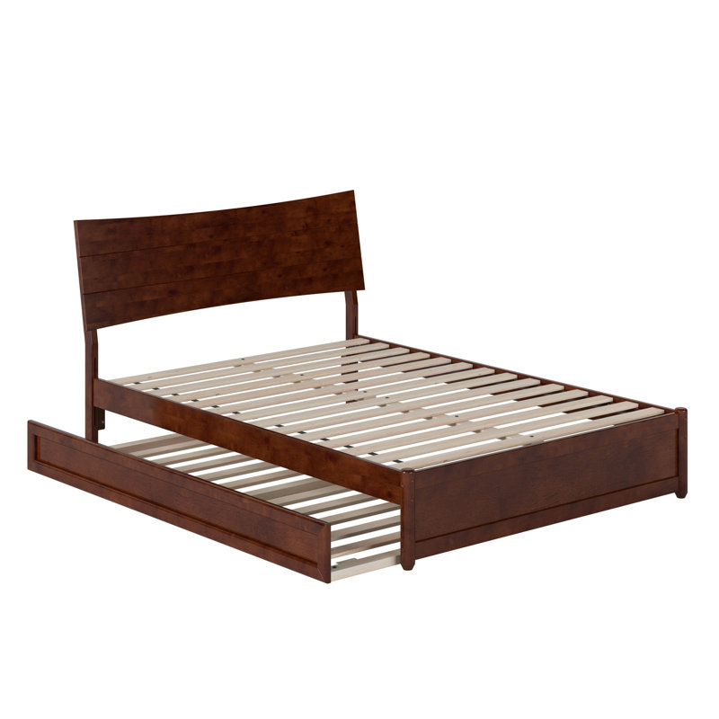 Harlowe Wood Platform Bed with Trundle, Walnut, Full