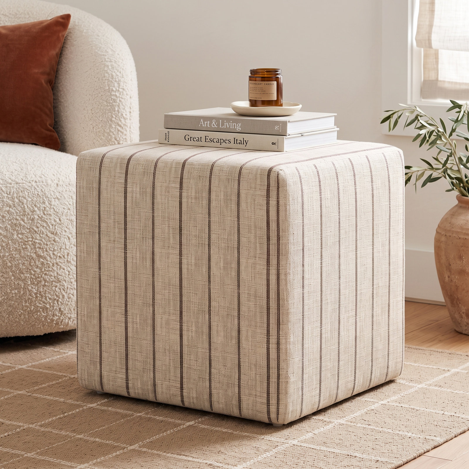 Era 21 " Ottoman, Fritz Charcoal Stripe