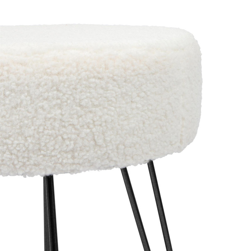 Harbour Housewares - Round Boucle Footstool, Black