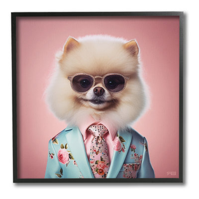 Dog in Chic Suit Framed Giclee Art by RB