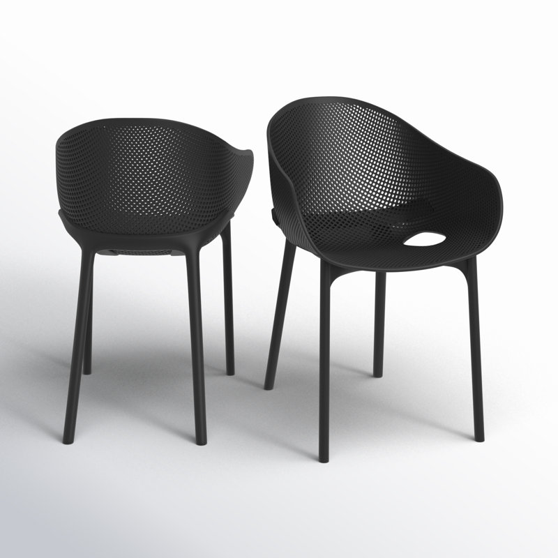 Chaise d'appoint empilable pour patio Farrah, Noir, noir, noir, noir