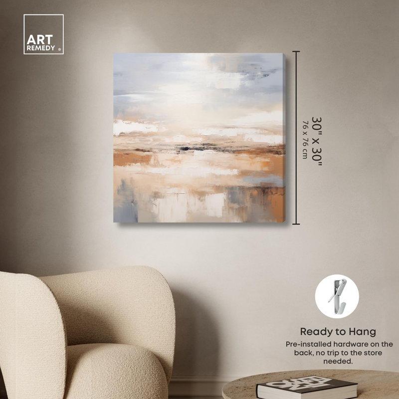 Coastal Calm Canvas Neutral Abstract Art by , Wrapped Canvas, 30" H x 30" W