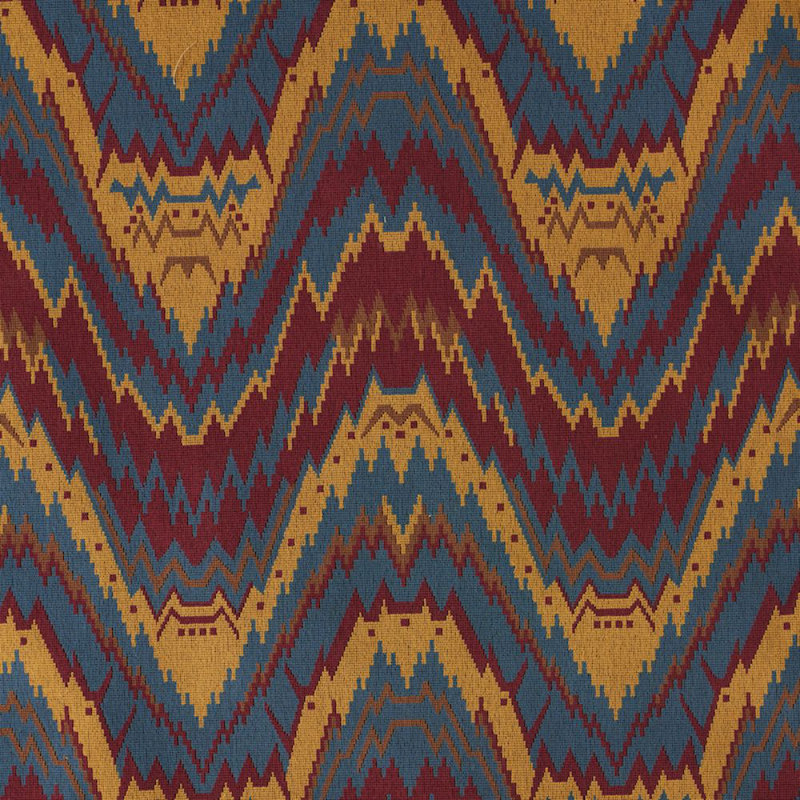 Tauride Épinglé Fabric, Blue/ Medium Blue/ Yellow