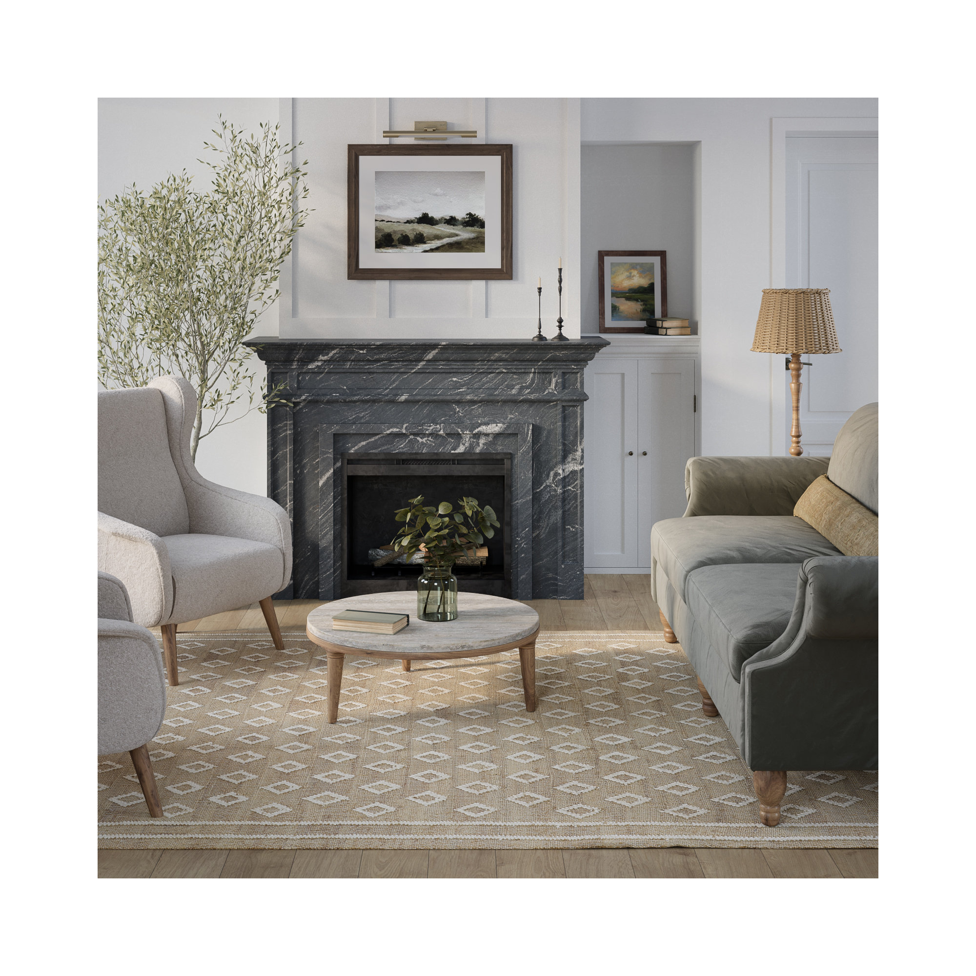 Erin Gates by Momeni Orchard Tiny Diamond Natural Hand Woven Wool and Jute Area Rug, Rectangle 8' x 10'