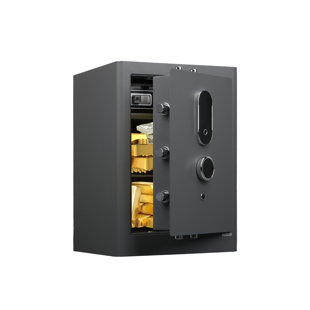 Coffre-fort à empreinte digitale en acier 75 mm avec cloison en verre, système de rangement caché et système d'alarme - coffre-fort ignifuge
