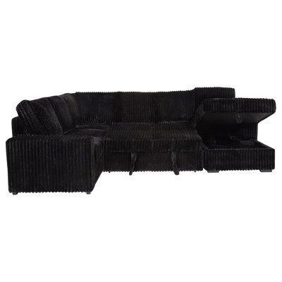 Thurston Black Storage Sectional Sofa