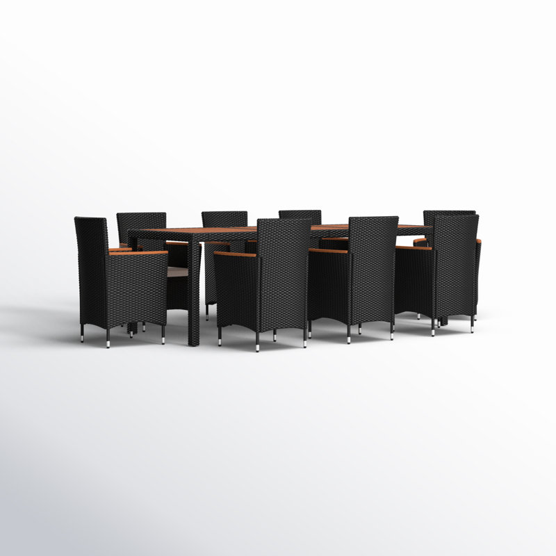 Callan Rectangular 8 - Person 73.62" Long Dining Set with Cushions, Black