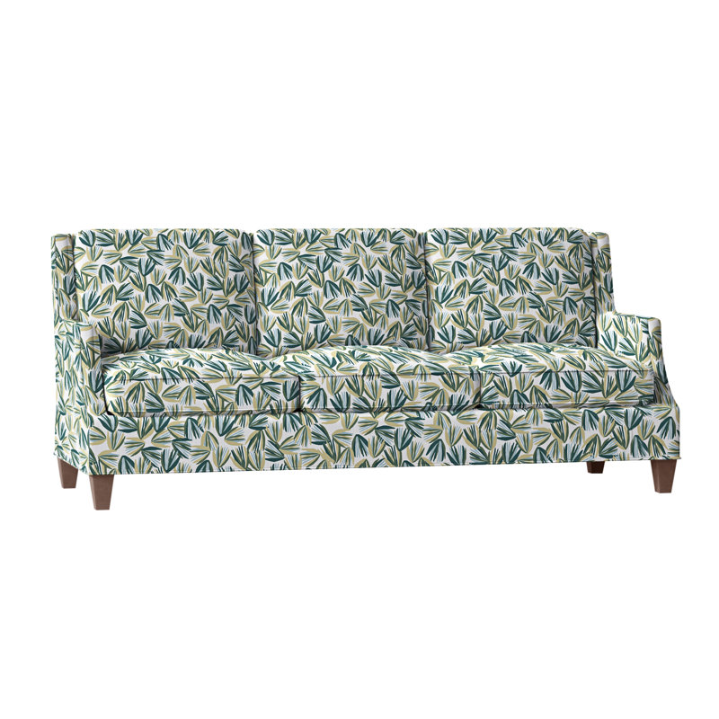 Savannah Upholstered 93'' Sofa, Walnut, Perigold Palmetto Verdigris