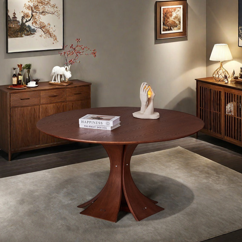 Table ronde multifonctionnelle brun foncé durable, H 29,52 po x L 51,18 po x l 51,18 po