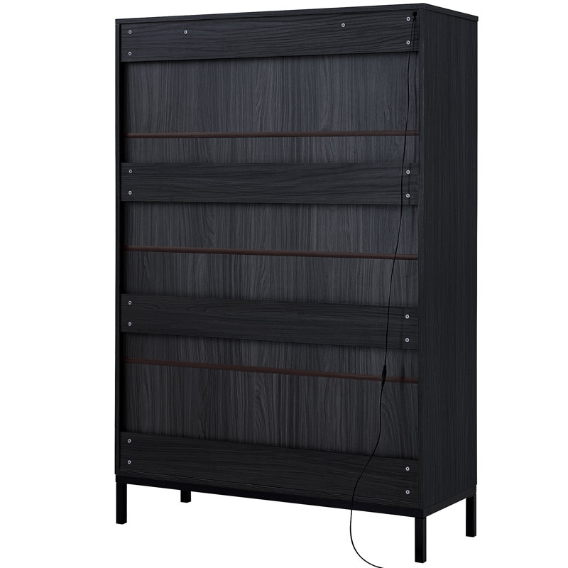 Vitrine haute 60 po avec 2 tiroirs de rangement, Noir
