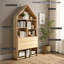 Bureau d'artisanat pliant avec tablettes de rangement, bureau convertible dissimulé en bibliothèque-1409094455