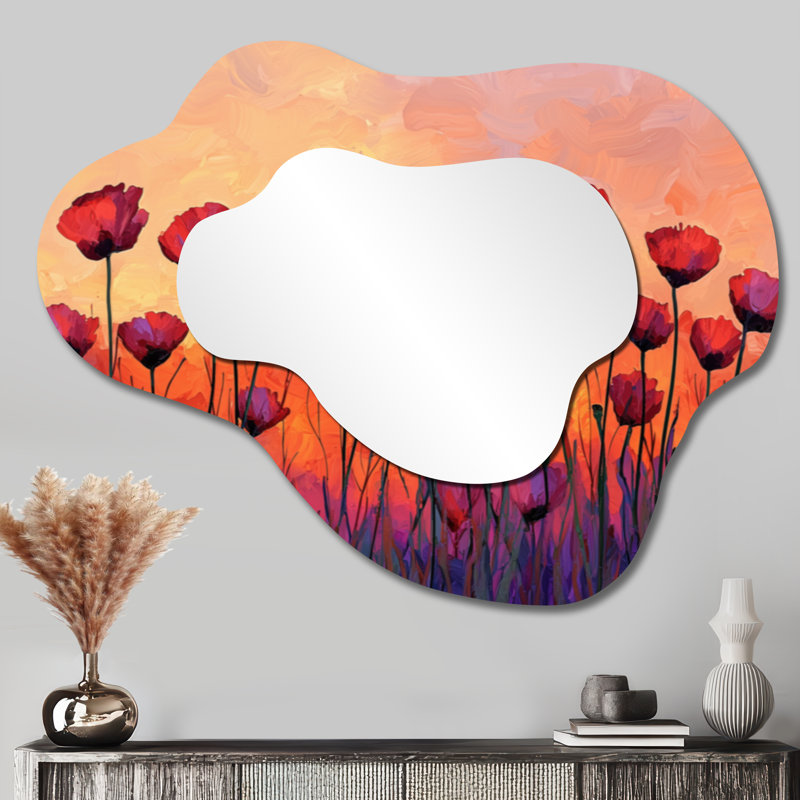 Miroir mural floral irrégulier, 27" x 35"