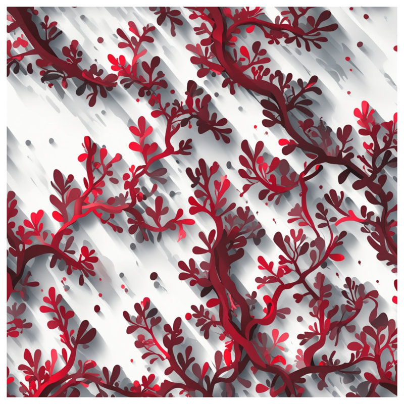 Red Branch Pattern Comforter, Queen