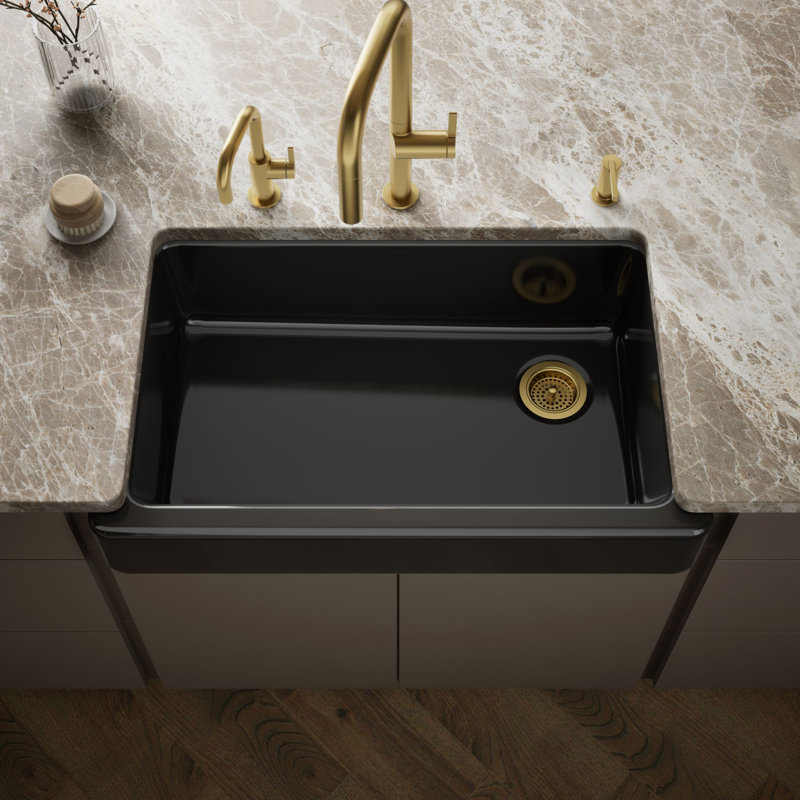 Whitehaven® Self-Trimming 36" L x 22" W Farmhouse Kitchen Sink, Black