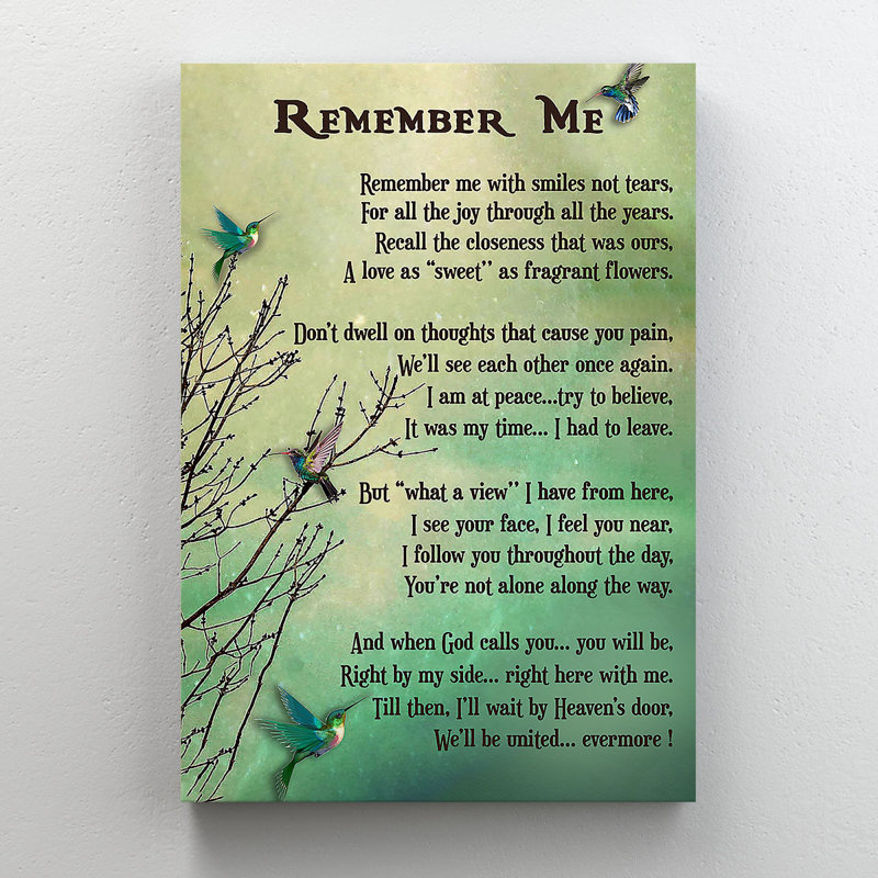 «Birds On The Tree - Souvenez-vous de moi avec des sourires pas des larmes», reproduction d'art graphique sur toile tendue