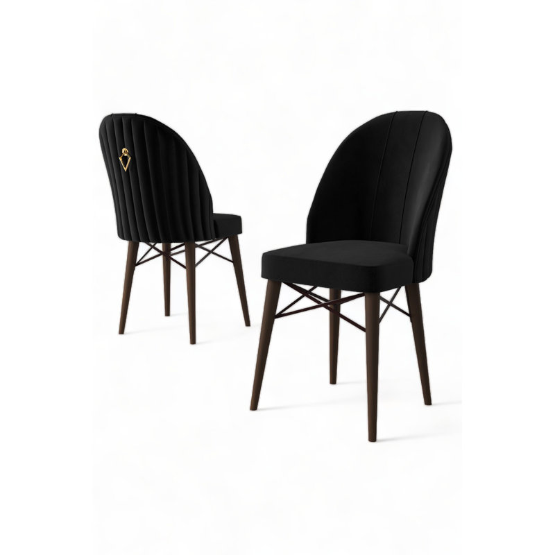Ensemble de chaises modernes 6 pièces, noir et brun, 17,3 po x 37,8 po x 16,5 po | Structure 100% métal avec pieds en bois, tissu BabyFace, dossier en mousse à 18 bandes et siège en mousse à 22 bandes | Confort élégant pour la salle à manger et les espaces de vie
