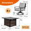 Ensemble de conversation d'extérieur pour 4 personnes avec table de foyer et chaise pivotante Sedalia