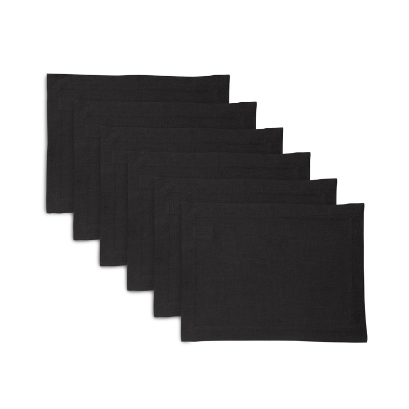 Sonoma - 100% Pure Linen Placemats (Prewashed), 20 " W x 20" L x 0.3 " D, Black
