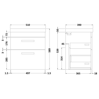 Athena 510 mm Single Vanity with Integrated Basin