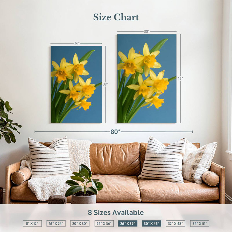 Harnek Yellow Daffodils On Blue, 39" H x 26" W