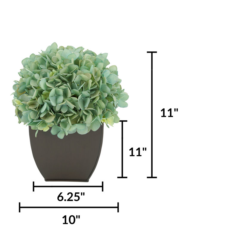Arrangement d'hortensias en tissu synthétique bleu sarcelle en pot, Bleu sarcelle, Noir